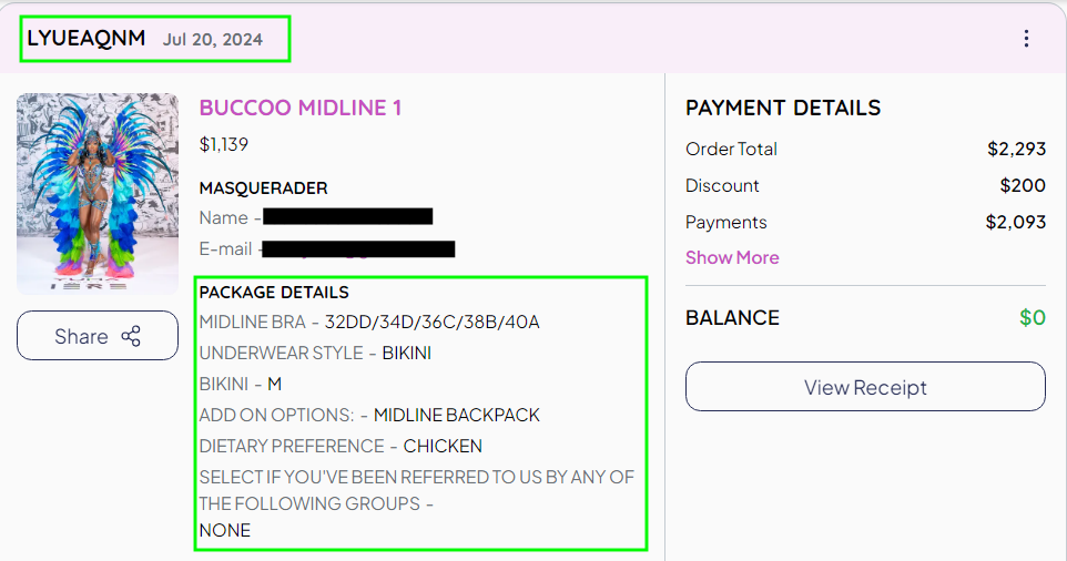 Correct receipt example 1